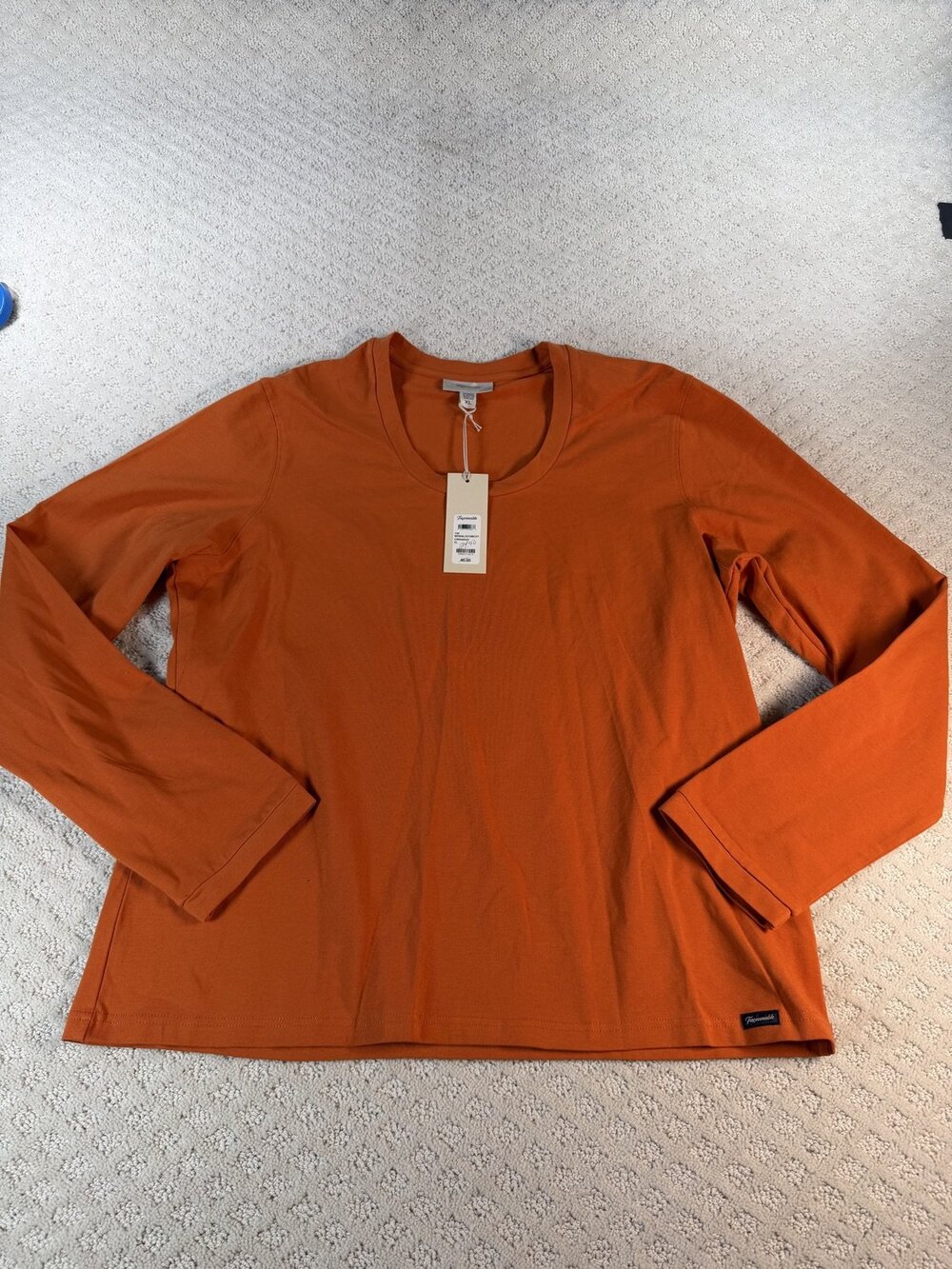Façonnable Faconnable Womens T Shirt Cinnabar Orange Scoop Neck Long Size XL